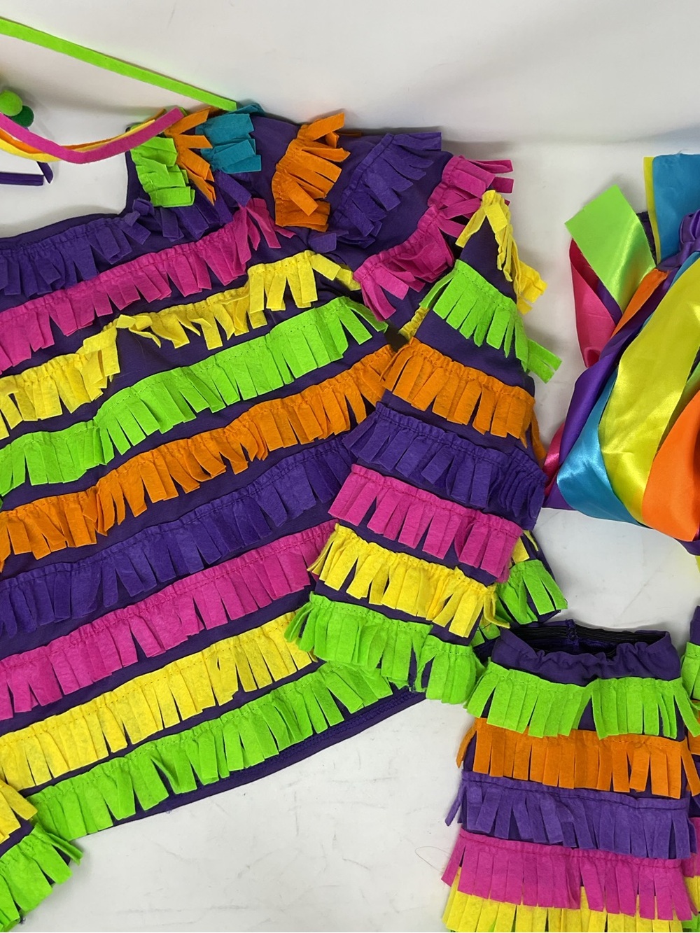 Kids Multicolor Fringe pinata Fiesta Costume Dress - Vibrant Party Outfit